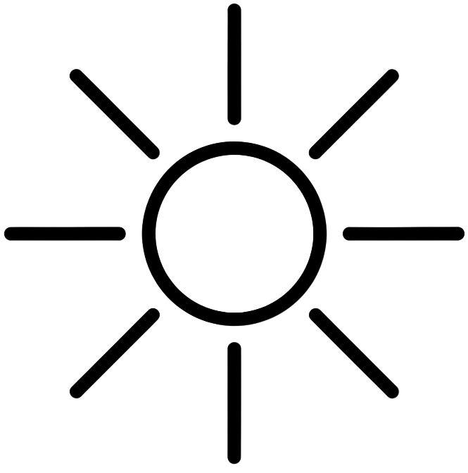 Icono de sol blanco y negro